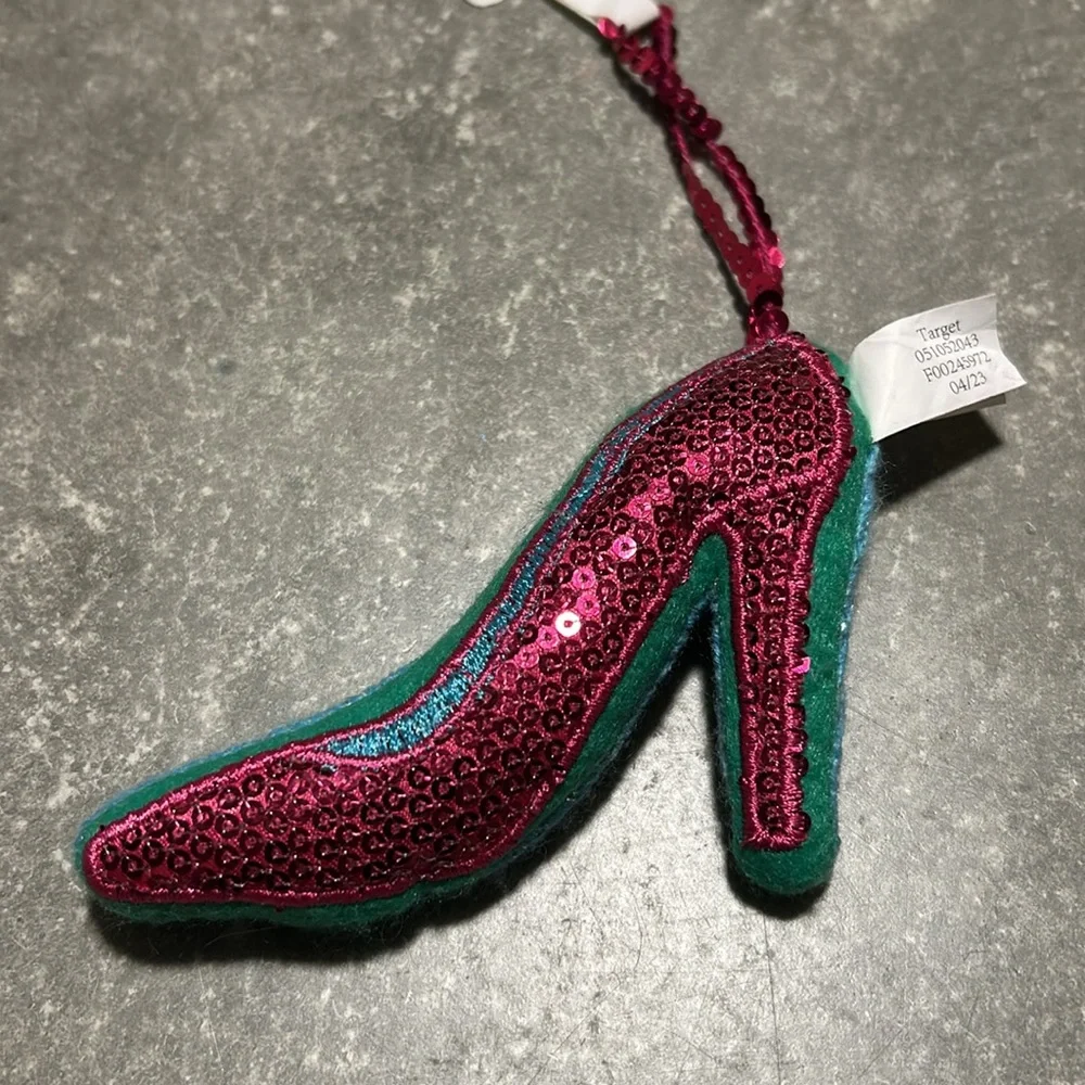 Target 2023 Wondershop Ornament Pink Sequin High Heels Blue Green Knit Xmas